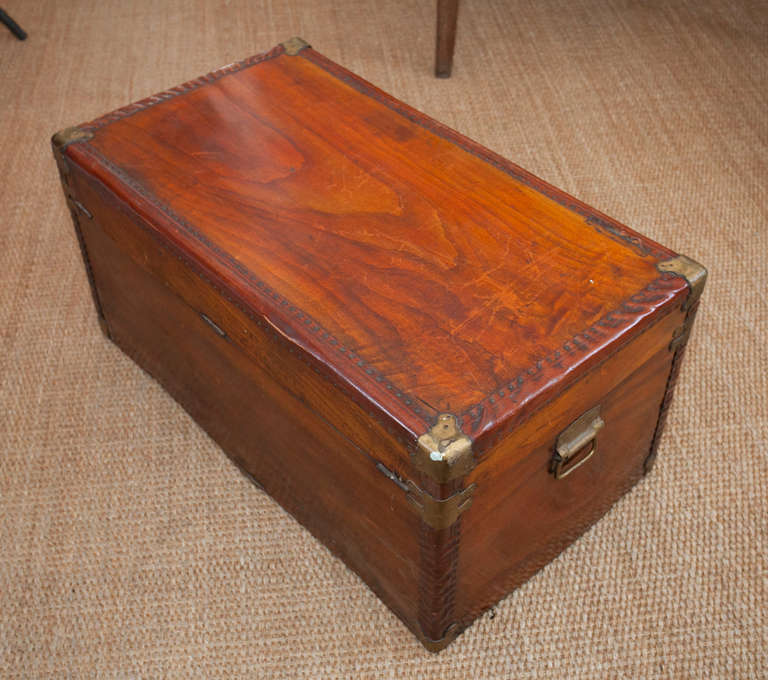 19th Century England Leather-Trimmed Trunk 1