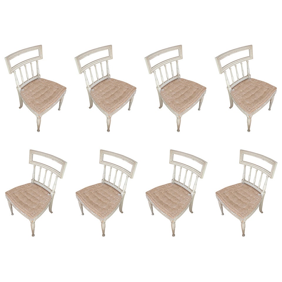 Set of Eight Swedish Gustavian-Style Chairs