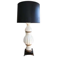 Single Carved White Marble Italian Table Lamp