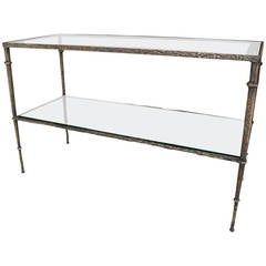 Giacometti Style Two-Tier Bronze Console Table