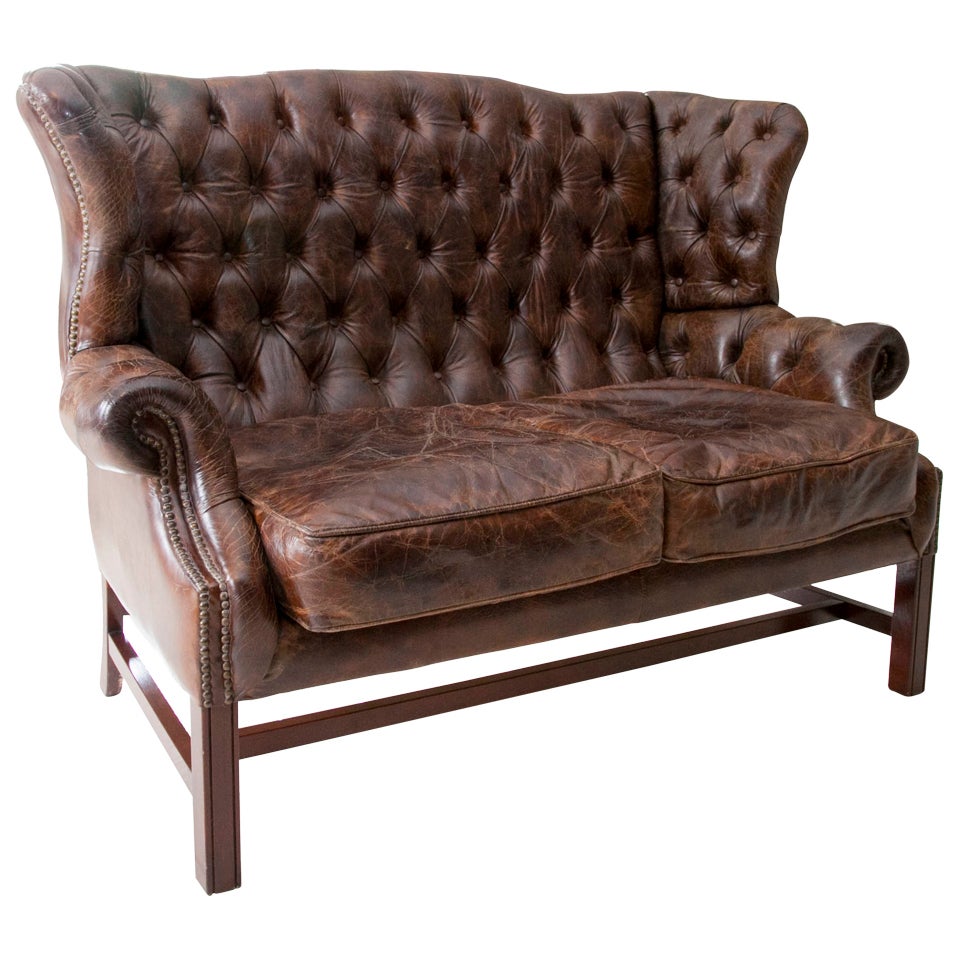 George III Style Leather Settee