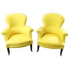 Antique Pair of 19th Century France Fan Back Napoleon Chairs
