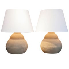 Pair of "Corrugated" Ceramic Lamps