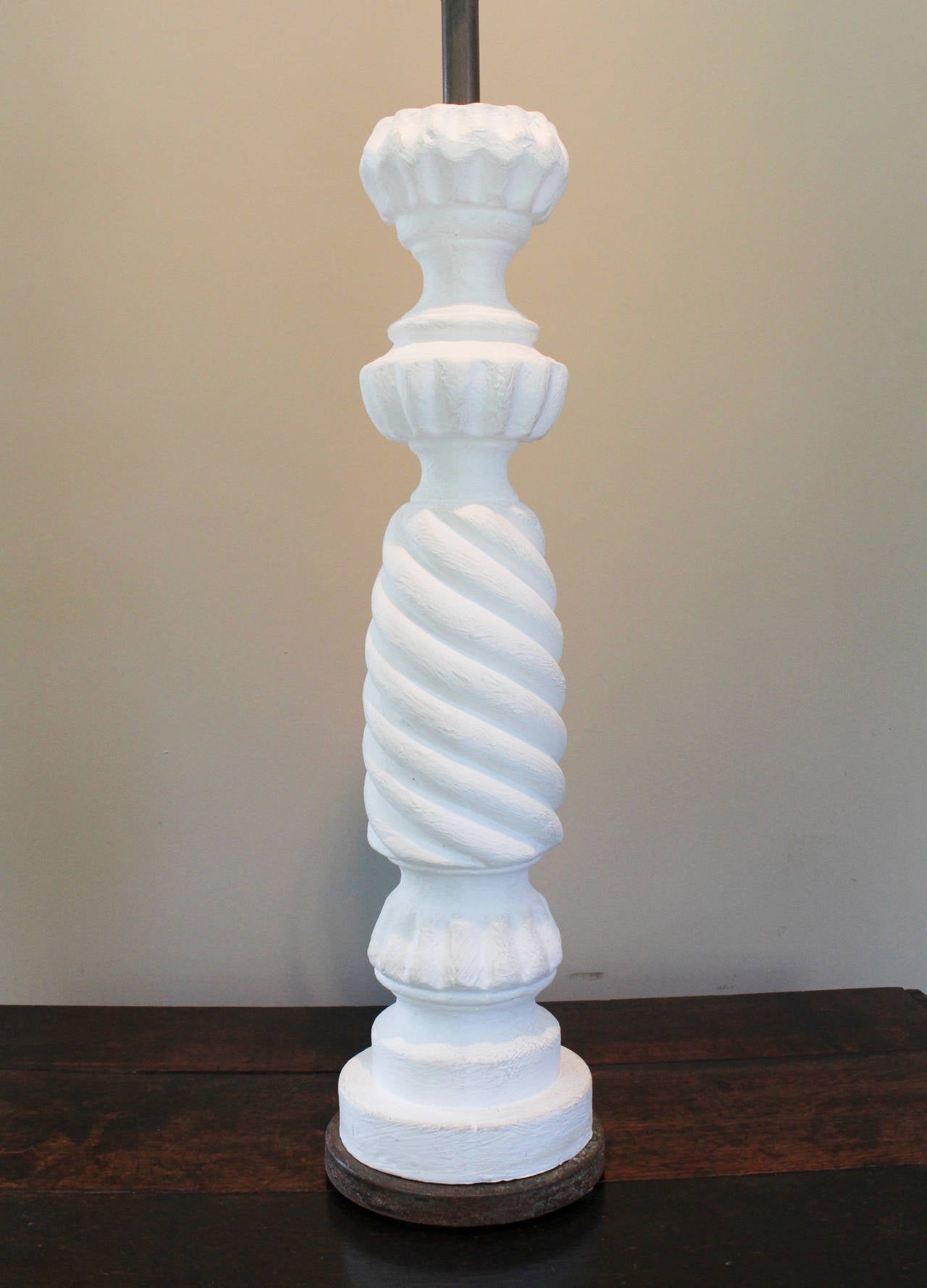 Pair of White Plaster Spiral Twist Table Lamps 1