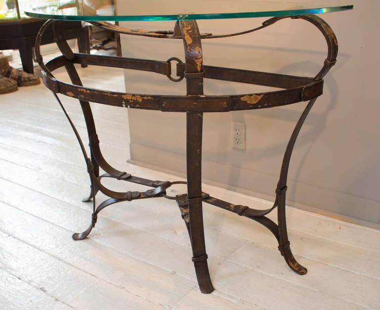 Hermes Style, Handcrafted Iron Console In Good Condition In New Preston, CT