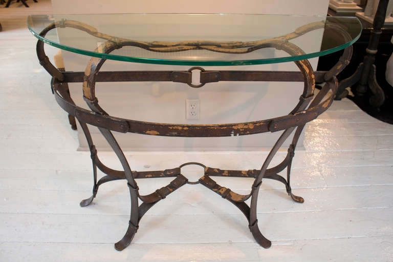 20th Century Hermes Style, Handcrafted Iron Console