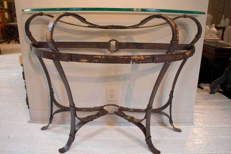 Hermes Style, Handcrafted Iron Console 1