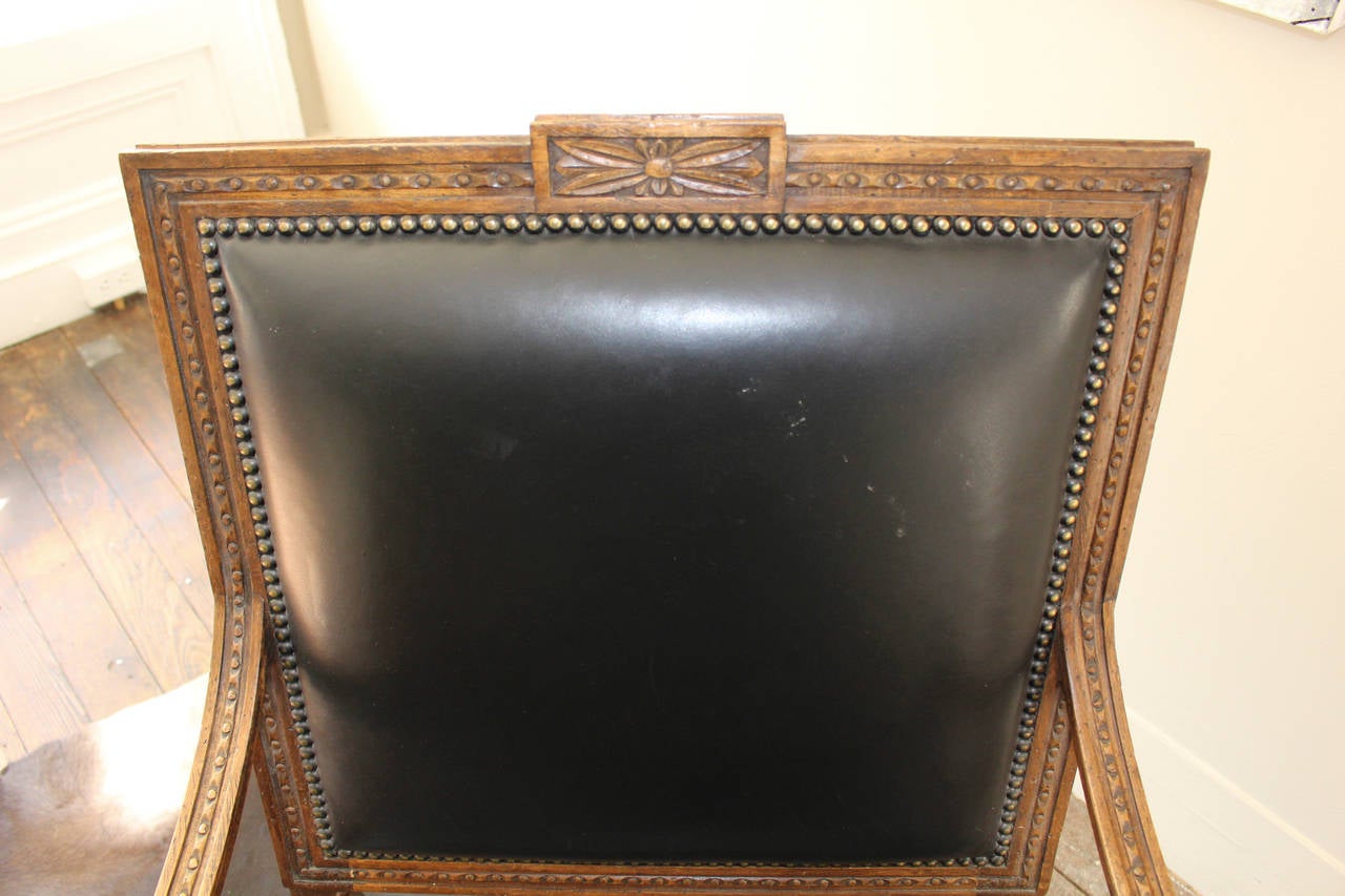 Leather Carved Bergere 1