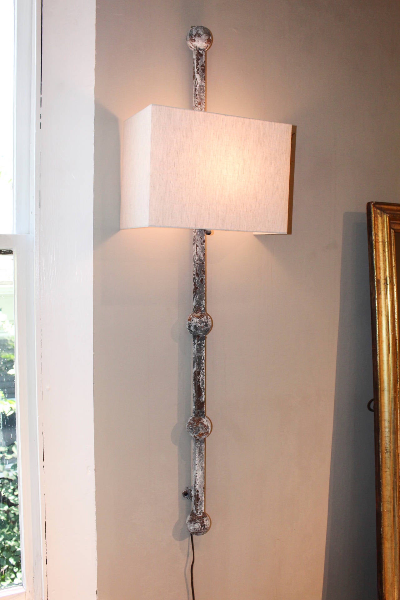 Metalwork Pair of Iron Wall Sconces For Sale