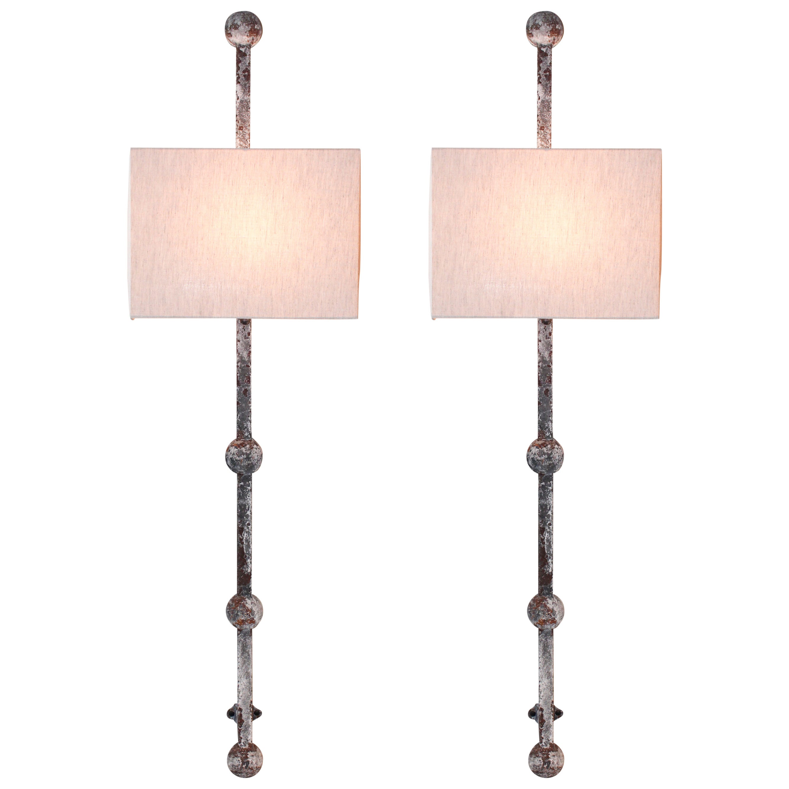 Pair of Iron Wall Sconces For Sale