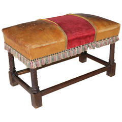 Leather Upholstered Walnut Bench
