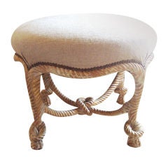 "Twisted Rope" Wood Ottoman