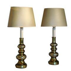 Vintage PAIR of Gold Mercury Glass Lamps