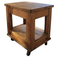 Antique Industrial Table on Wheels