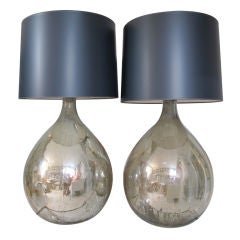 Vintage Pair of Large Mercury Glass Lamps