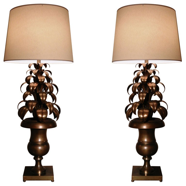 PAIR of Brass Topiary Lamps