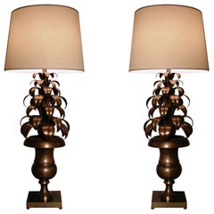 PAIR of Brass Topiary Lamps