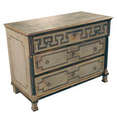 Painted Greek Key 3-Drawer Commode