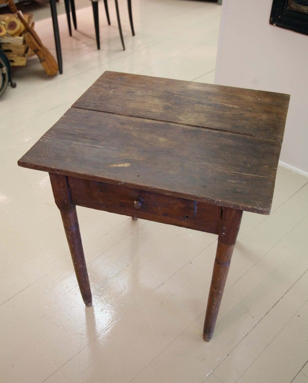 Small, rustic square table with single drawer (circa 1830) from Washington City, Georgia