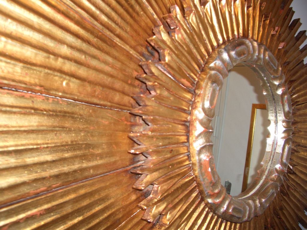 Mid Century Italian Oval Sunburst Mirror 1