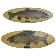Vintage Pair Weber Fish Plaques