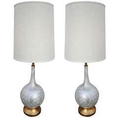 Pair of 1960s Murano Glass Table Lamps with Brass Base 2