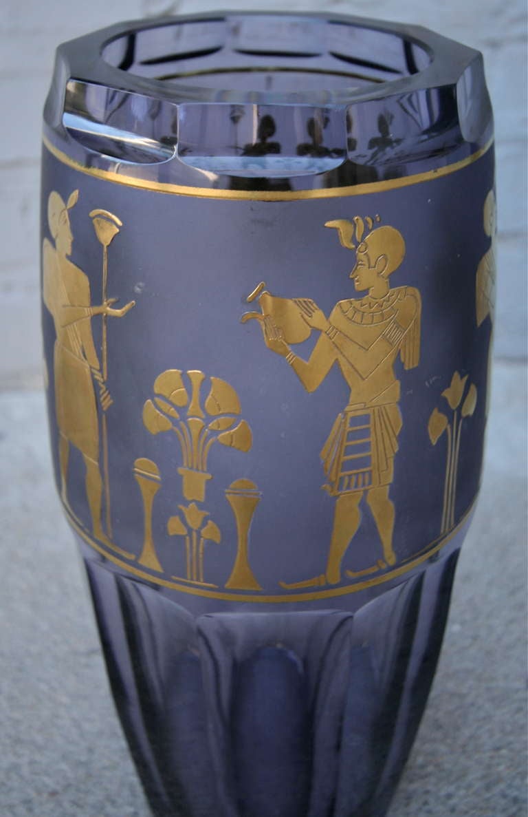 Czech Violet Moser Vase with Egyptian Scene