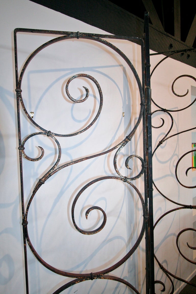 Argentinian 1960s Wrought Iron Screen with Four Panels In Fair Condition In Los Angeles, CA