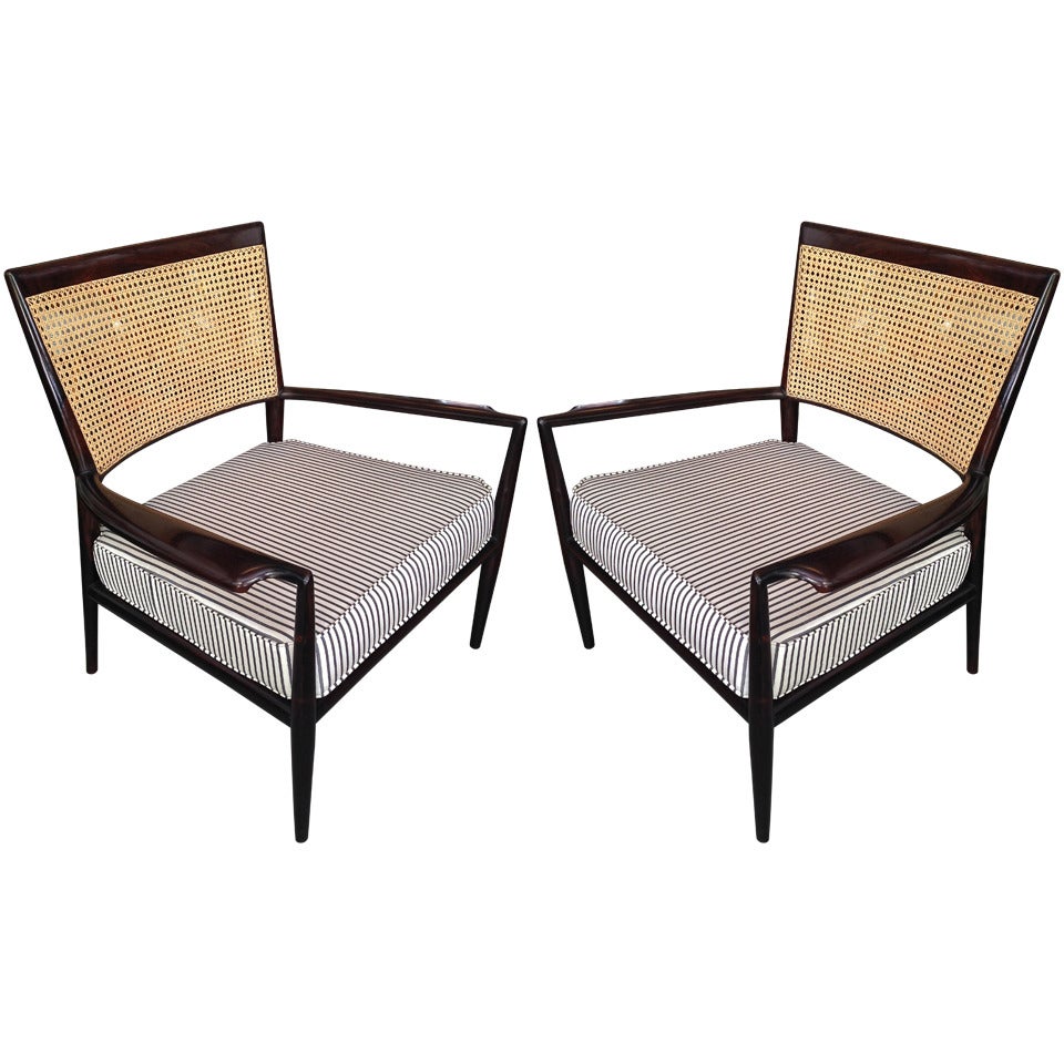 Pair of Brazilian Jacaranda Cane Chairs by Studio Branco & Preto