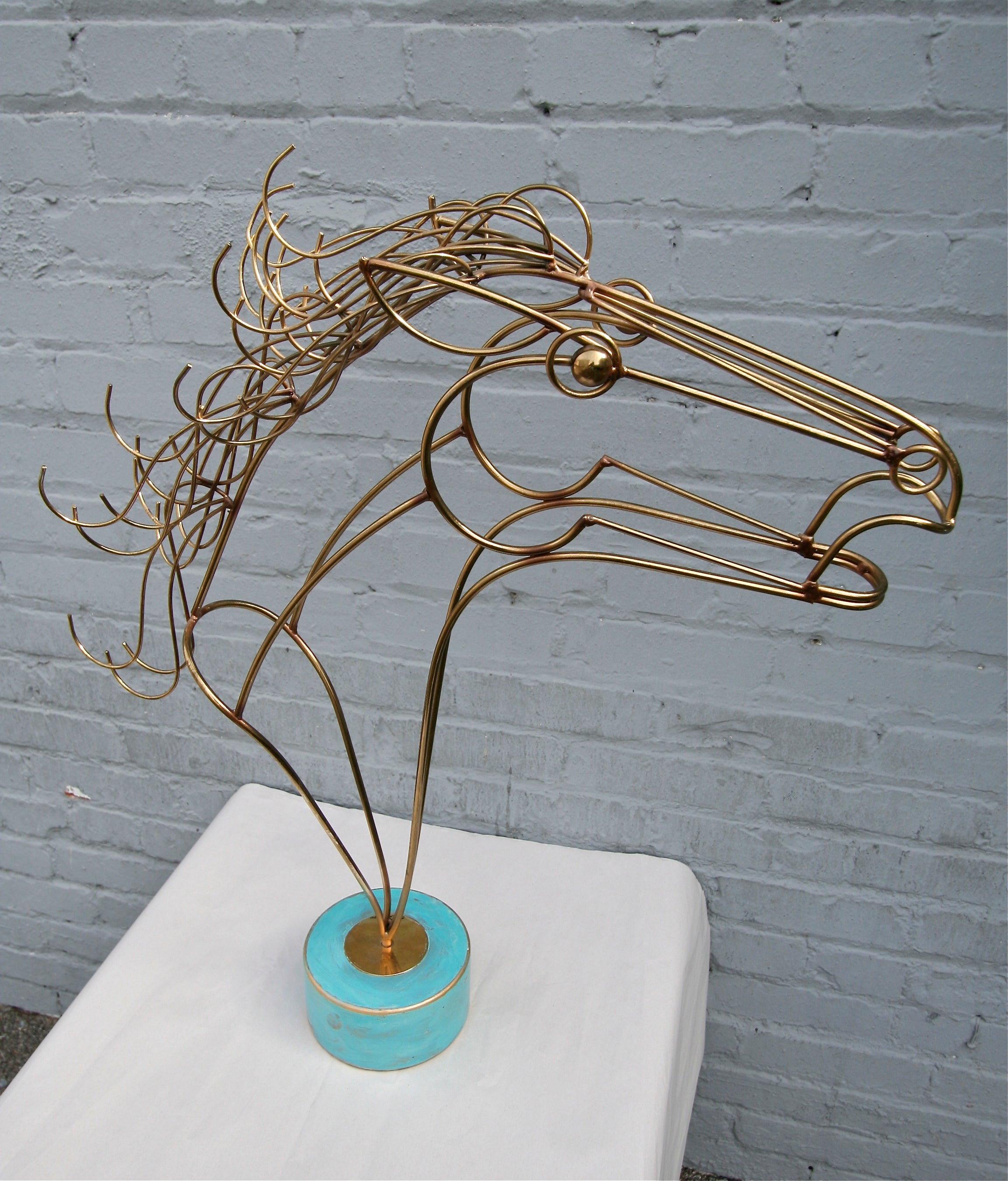 Curtis Jeré Brass Horse Head Sculpture