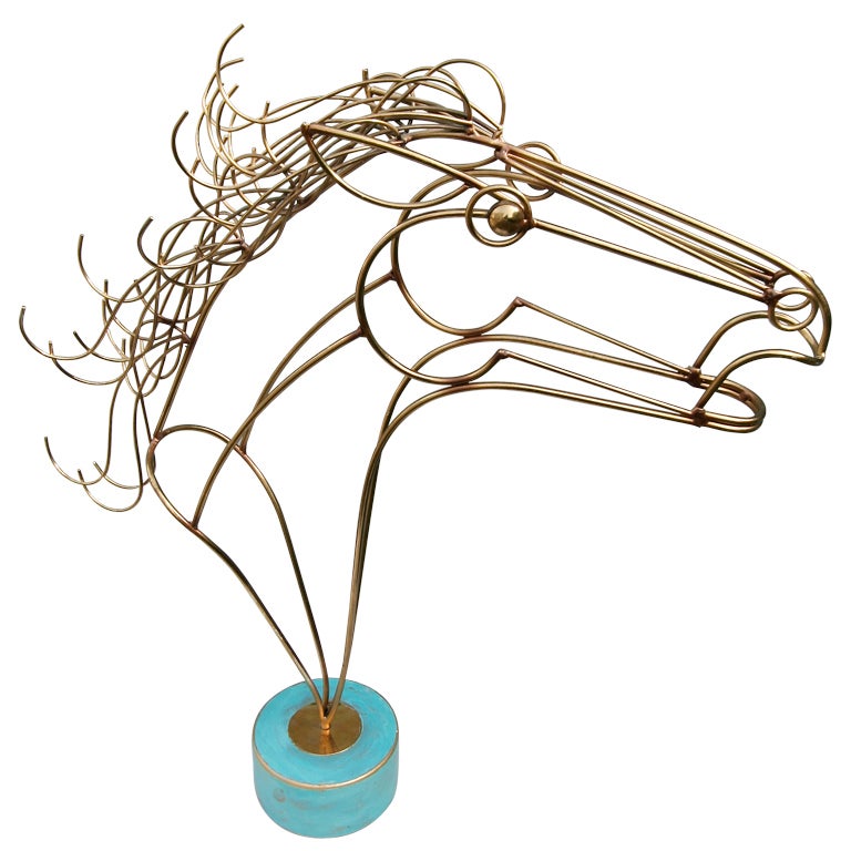 Curtis Jeré Brass Horse Head Sculpture at 1stdibs