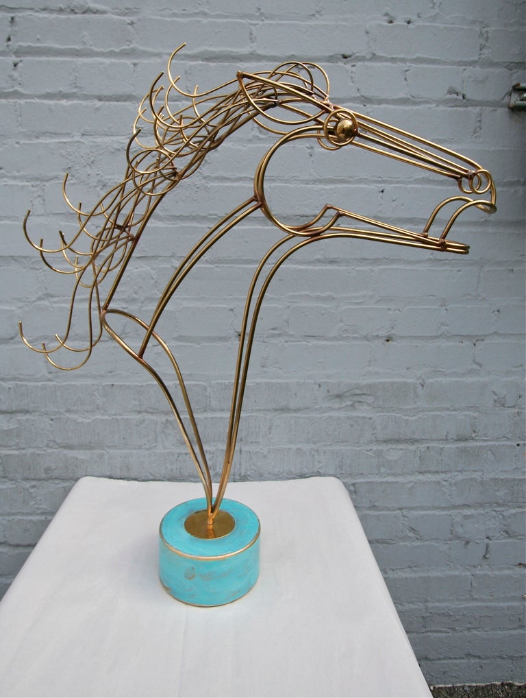 Curtis Jeré Brass Horse Head Sculpture from the 1970s/1980s