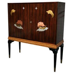 1940s Macassar Ebony and Burl Wood Bar Cabinet by Osvaldo Borsani 8
