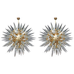 Italian Sputnik Chandeliers with Cone Shaped Glass Pieces 5