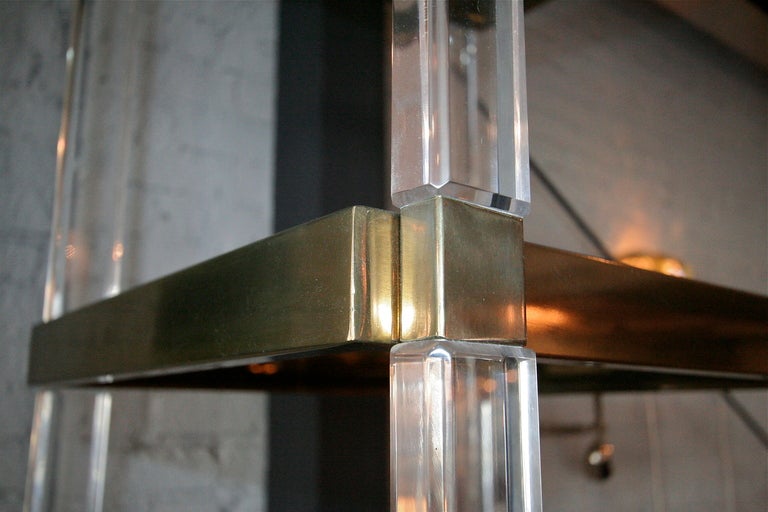 1970s Brass and Lucite Etagere Bookcase by Charles Hollis Jones In Excellent Condition In Los Angeles, CA