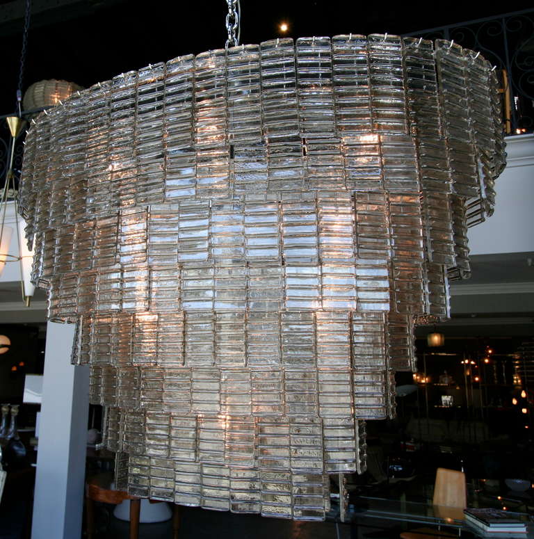 Large Tiered Oval Smoked Murano Glass Chandelier For Sale 1