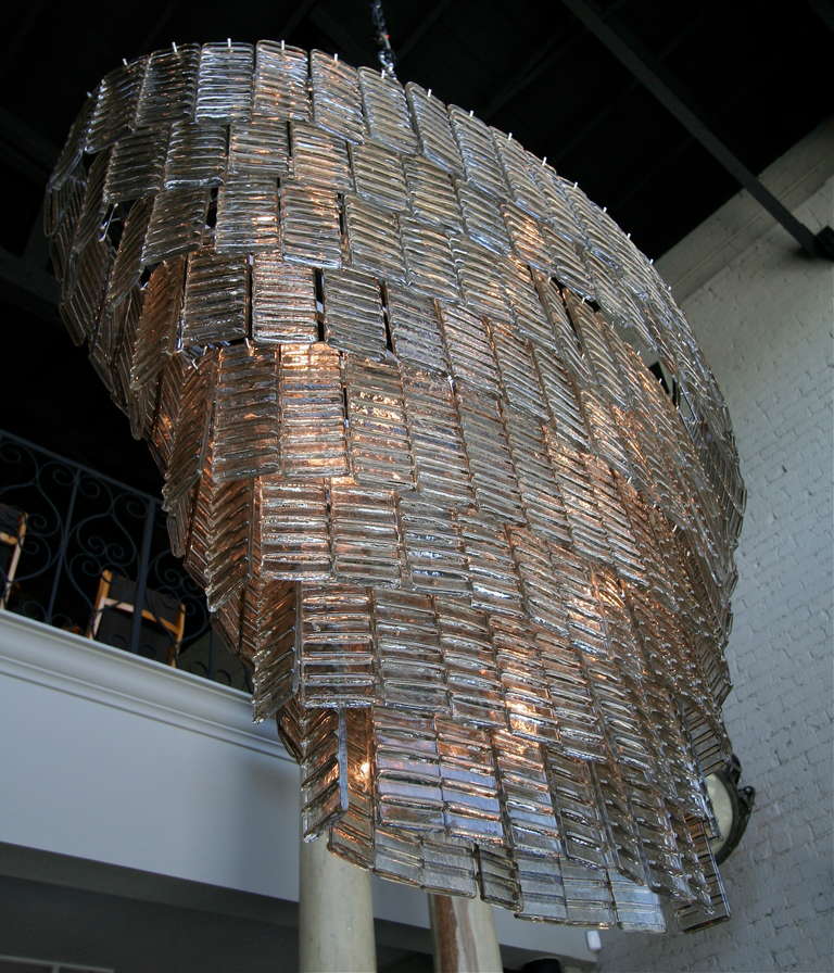 Grande lampadario ovale a più livelli in vetro di Murano fumé in vendita 2