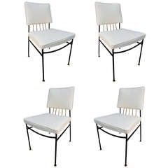 Set of Metal Dining Chairs by Arturo Pani with Brass Details 12