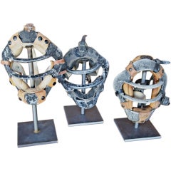 Set of Three Catcher Masks on Iron Bases