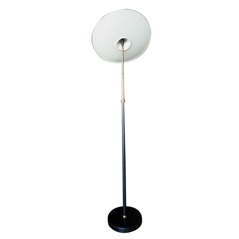Mid-Century Modern 1960s Giuseppe Ostuni Italian Black Metal Floor Lamp For Sale