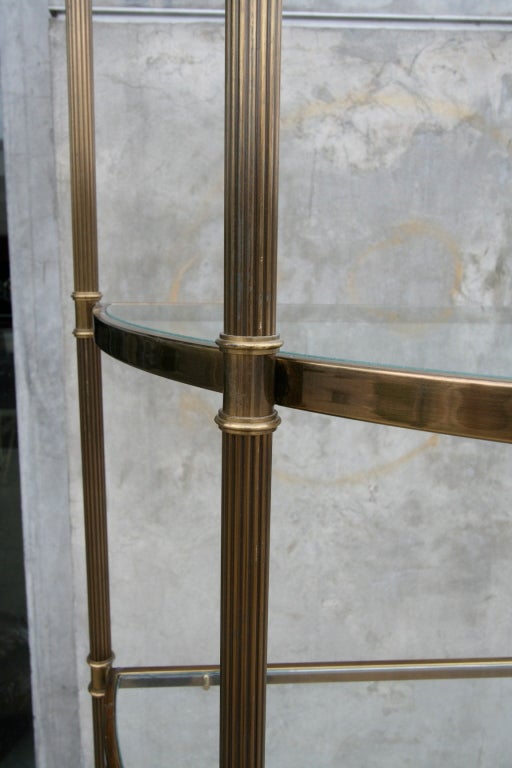 Mid-20th Century Pair of 1940s French, Half Moon Brass Etageres