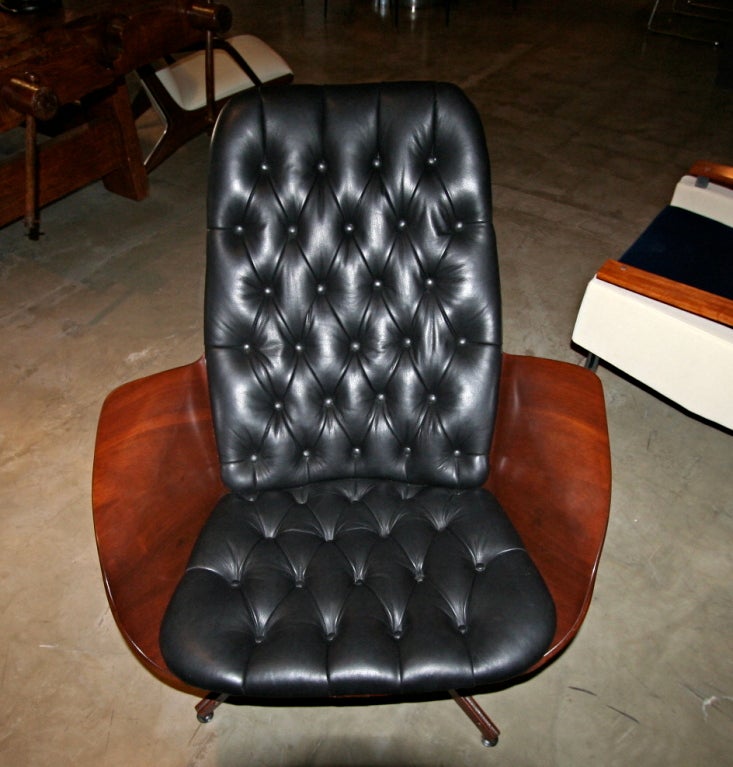 Wood 50's Plycraft Tufted Lounge Chair by George Mulhauser