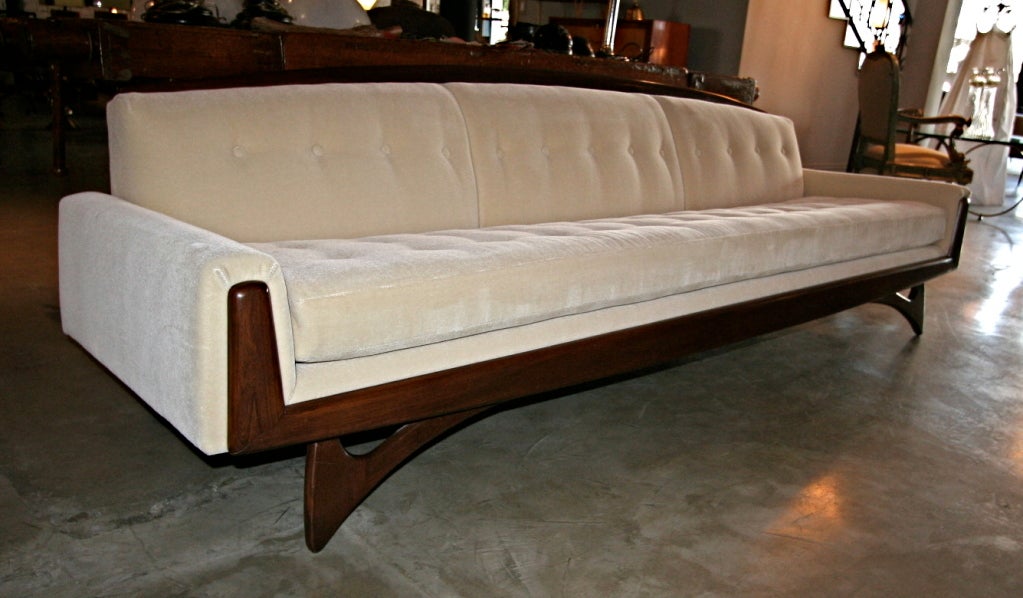 1970s elegant mohair sofa, restored and reupholstered attributed to Adrian Pearsall.