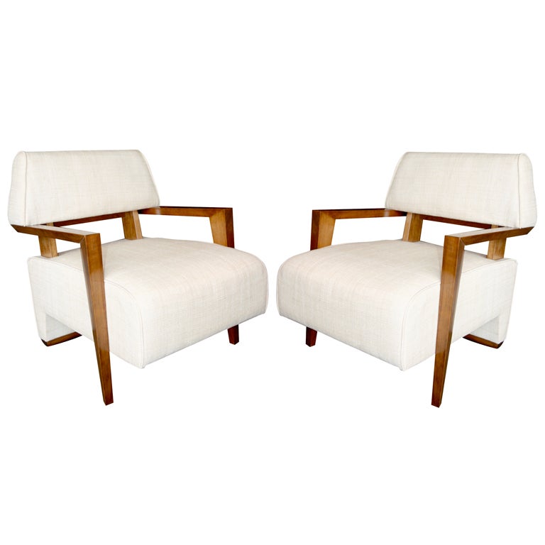 Pair of 1950s Art Deco French Armchairs