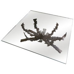 1960s Brutalist Bronze and Glass Coffee Table by Daniel Gluck 10