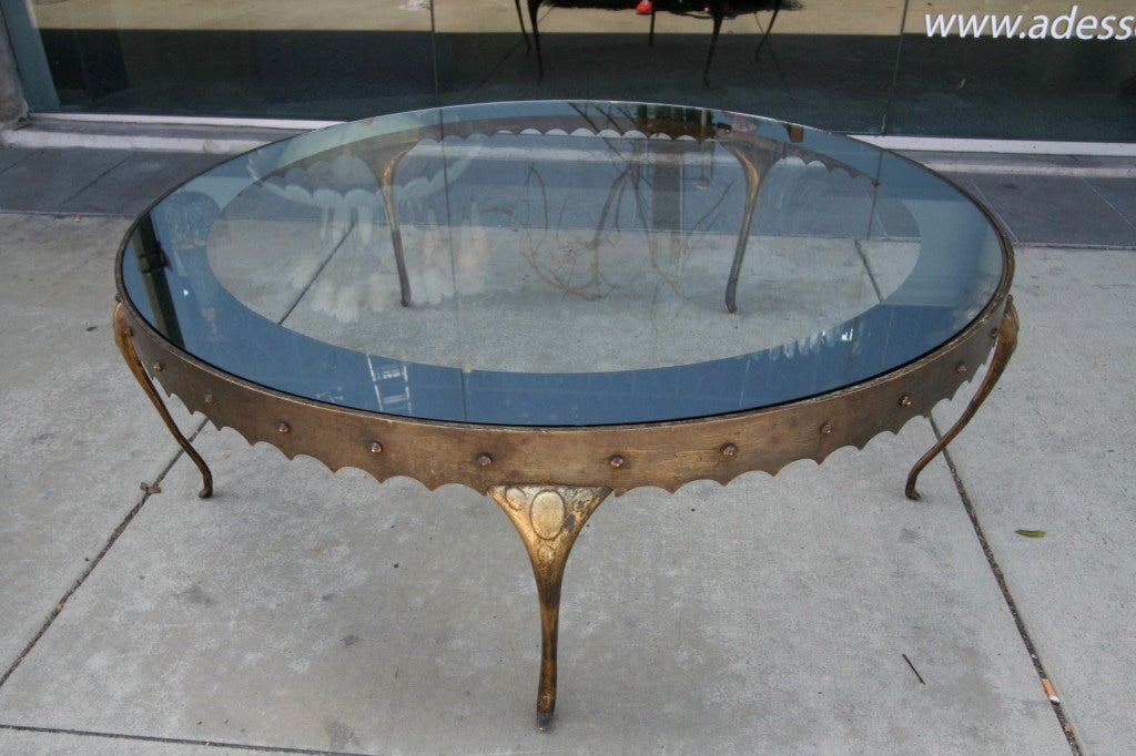 Beautifully crafted 50's brass coffee table by Arturo Pani