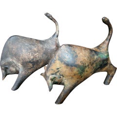 Pair of 60's Bull Sculptures