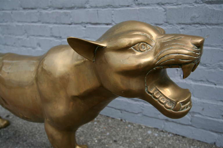 Brass Cougar Sculpture from the 1960s In Excellent Condition In Los Angeles, CA