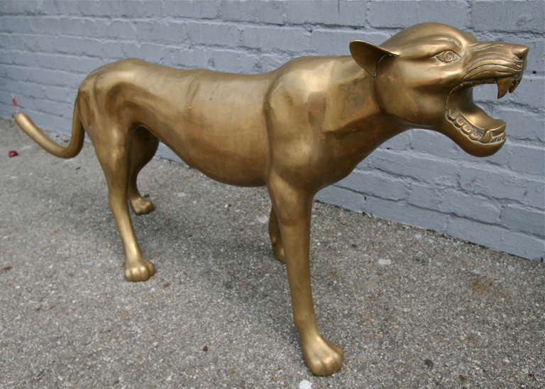 Brass Cougar Sculpture from the 1960s 1