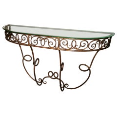 1920s French Gilded Metal Console with Glass Top 12